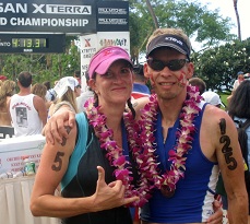 Mark and Molly Bockmann at the finish of the Xterra World Championships